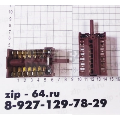Переключатель духовки 'GOTTAK' 7-поз., шток-23mm, 14 faston. 16(4)A 250V, 10(2)A 400V Переключатель духовки 'GOTTAK' 7-поз., шток-23mm, 14 faston. 16(4)A 250V, 10(2)A 400V