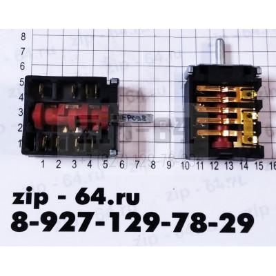 ПМЭ27-2353-УХЛ4 250V 16A Переключатель жарочного шкафа ПМ-5 
(Лысьва ЭП 301 ; ЭП 301М ; ЭГ 401-2п ; ЭГ 401-2с ; ЭГ 1/3г01-2п ; ЭГ 1/3г01-2с)