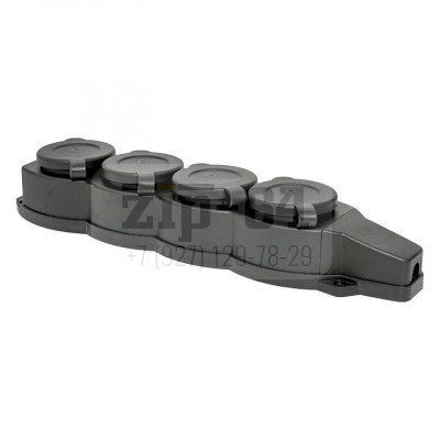 Колодка 4-м 16А IP44 2P+PE 230В с защ. крышками каучук Basic EKF RPS-020-16-230-44