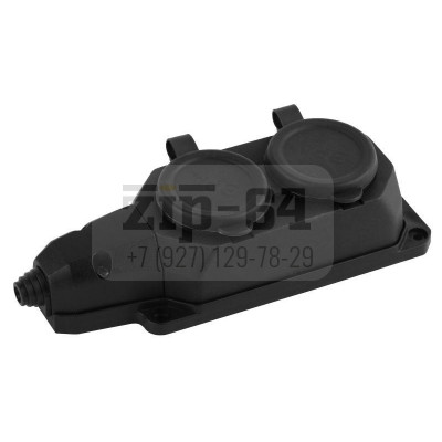 Колодка удлинителя 2-м с заземл. 16А IP44 K-2e-B-IP44 каучук черн. Эра Б0044544 1384434/24
